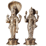 Exquisite Brass Vishnu & Lakshmi Divine Pair | 17.5" x 7" x 5" (44.45 x 18 x 12.5 cm) | 13 kg Premium Sacred Art | Supreme Blessing Murti